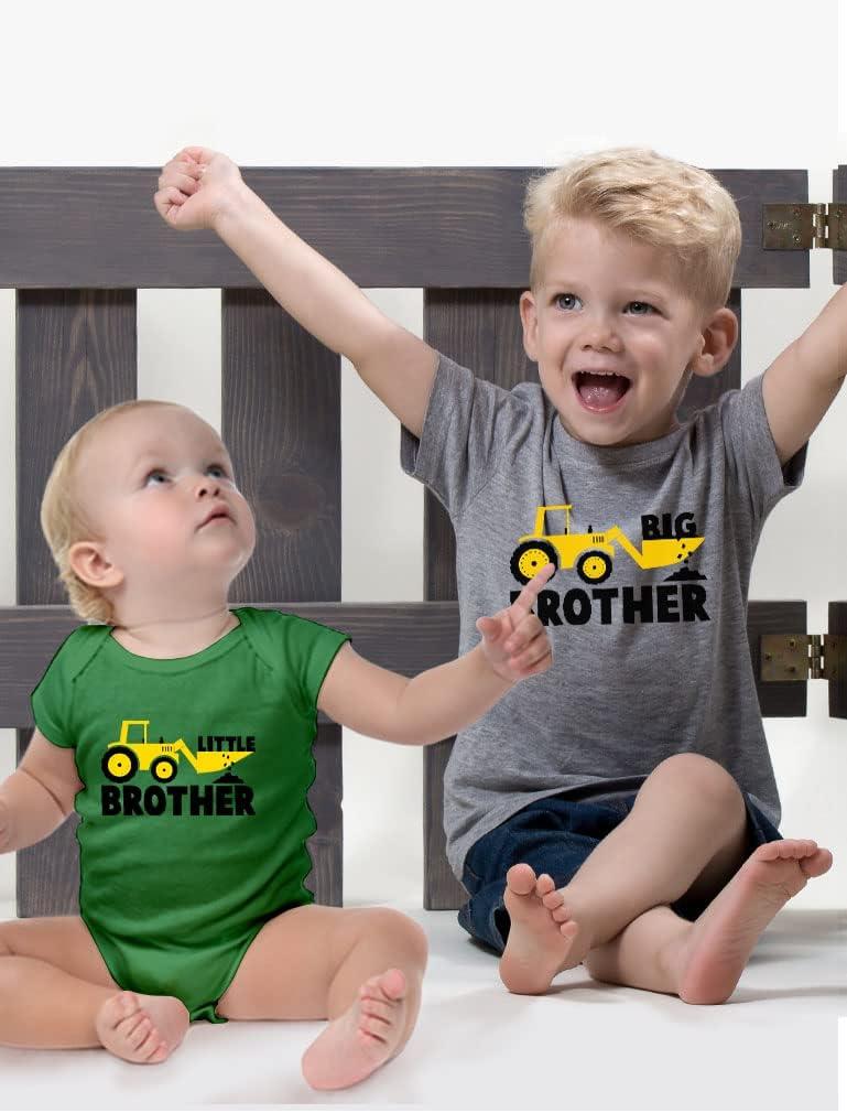 imageTstars Big Brother ampamp Little Bro Matching Tractor Outfits  Toddler TShirt ampamp Baby Bodysuit  Sibling Gift for BoysBaby Green  Kids Gray