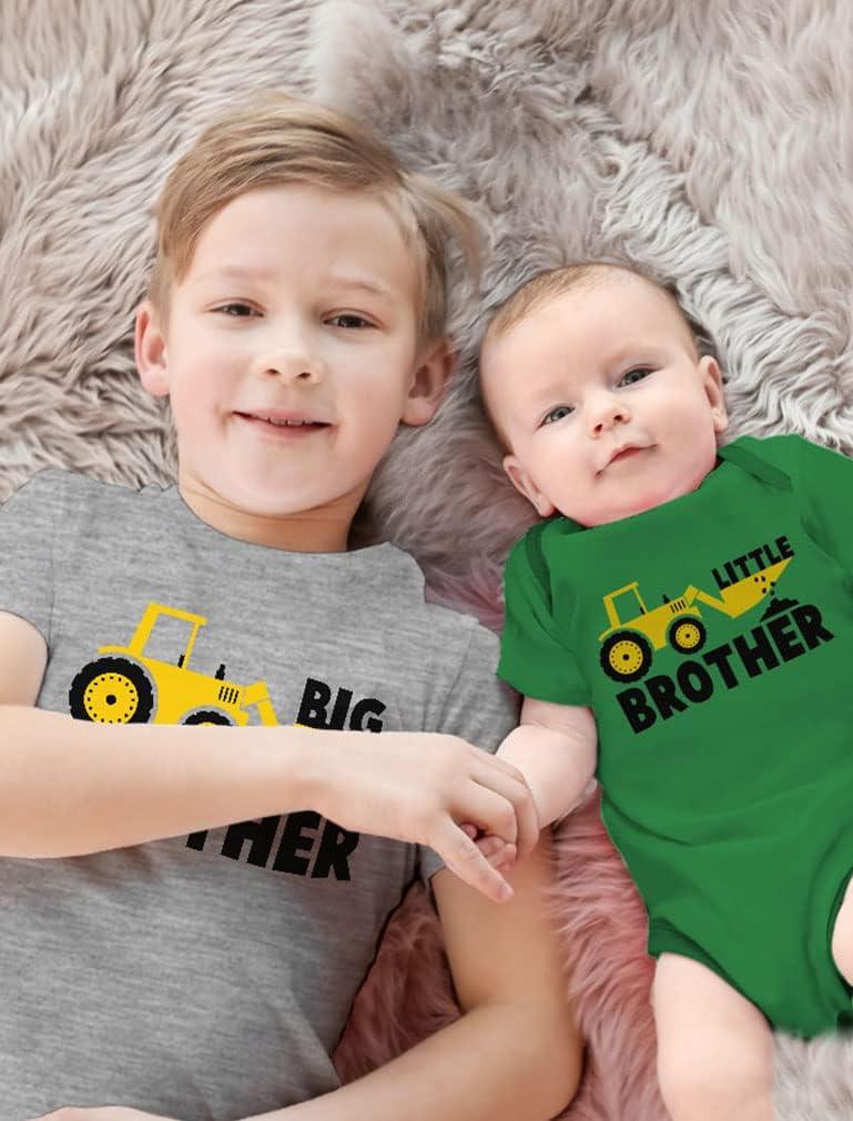 imageTstars Big Brother ampamp Little Bro Matching Tractor Outfits  Toddler TShirt ampamp Baby Bodysuit  Sibling Gift for BoysBaby Green  Kids Gray