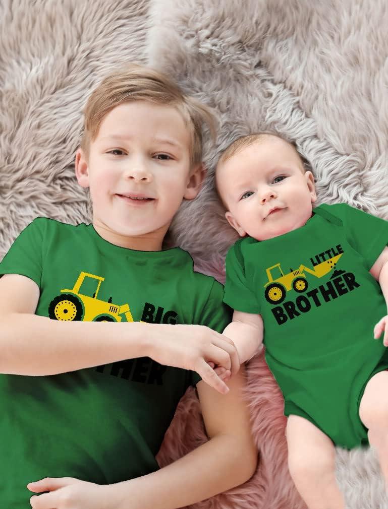 imageTstars Big Brother ampamp Little Bro Matching Tractor Outfits  Toddler TShirt ampamp Baby Bodysuit  Sibling Gift for BoysBaby Green  Kids Green