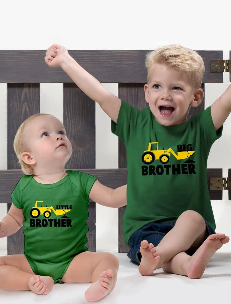 imageTstars Big Brother ampamp Little Bro Matching Tractor Outfits  Toddler TShirt ampamp Baby Bodysuit  Sibling Gift for BoysBaby Green  Kids Green