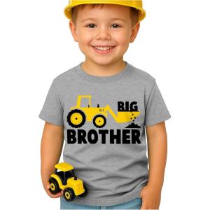 imageTstars Big Brother Construction Shirt for Toddler Boys  Pregnancy Announcement Gift  Sibling Reveal TShirtBig Brother  Gray