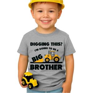 imageTstars Big Brother Construction Shirt for Toddler Boys  Pregnancy Announcement Gift  Sibling Reveal TShirtDigging  Gray