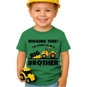 imageTstars Big Brother Construction Shirt for Toddler Boys  Pregnancy Announcement Gift  Sibling Reveal TShirtDigging  Green
