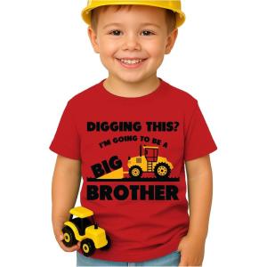 imageTstars Big Brother Construction Shirt for Toddler Boys  Pregnancy Announcement Gift  Sibling Reveal TShirtDigging  Red