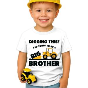 imageTstars Big Brother Construction Shirt for Toddler Boys  Pregnancy Announcement Gift  Sibling Reveal TShirtDigging  White