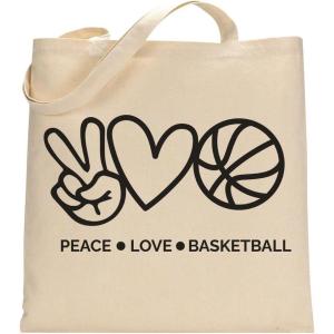 imageTstars Canvas Tote Bag for Women Basketball Lovers Reusable Bag for Shopping Tote BagLove Basketball