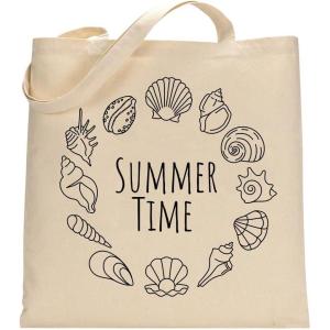 imageTstars Canvas Tote Bag for Women Basketball Lovers Reusable Bag for Shopping Tote BagSummer Time  Natural