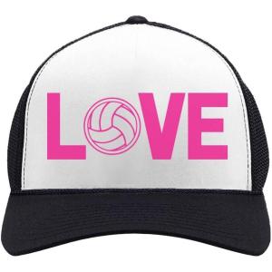 imageTstars Love Volleyball for Volleyball FansPlayer Trucker Hat Mesh CapBlackWhite