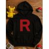 imageTstars Team Rocket Hoodie for Men  Anime R Logo Sweatshirt  Halloween or Group Themed OutfitBlack