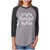 imageTstars Grateful Shirt Fall Top Cute Thanksgiving 34 Women Sleeve Baseball Jersey ShirtBlackGray
