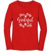 imageTstars Grateful Shirt Fall Top Cute Thanksgiving Women Long Sleeve TShirtRed