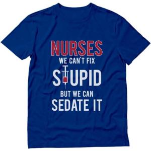 imageTstars Funny Nurse Shirt for Women  ICU RN Gift Tee for Nursing Students Hospital Staff or Nurses WeekBlue