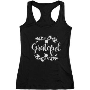 imageTstars Grateful Shirt Fall Top Cute Thanksgiving Racerback Tank TopBlack