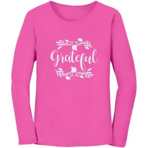 imageTstars Grateful Shirt Fall Top Cute Thanksgiving Women Long Sleeve TShirtPink