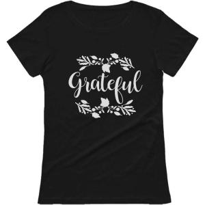 imageTstars Grateful Shirt Fall Top Cute Thanksgiving Women TShirtBlack