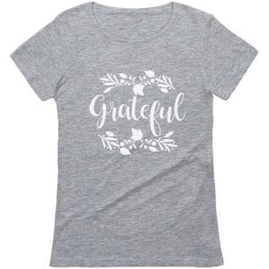 imageTstars Grateful Shirt Fall Top Cute Thanksgiving Women TShirtGray