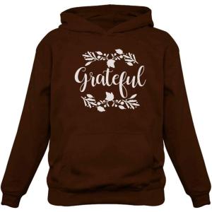 imageTstars Grateful Sweatshirt Fall Top Cute Thanksgiving Women HoodieBrown