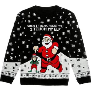 imageTstars I Touch My Elf Funny Ugly Christmas Sweater for Men Women Santa Hilarious Xmas Adult Unisex SweatersMulticolor