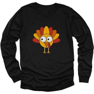 imageTstars Little Turkey Thanksgiving Holiday Shirt Cute Youth Kids Long Sleeve TShirtBlack