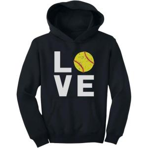 imageTstars Love Softball Hoodie for Kids and Girls  Gift for Players Fans and Teams  Pullover with Soft Ball PrintBlack