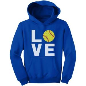 imageTstars Love Softball Hoodie for Kids and Girls  Gift for Players Fans and Teams  Pullover with Soft Ball PrintBlue