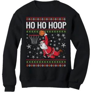 imageTstars Merry Swishmas Funny Ugly Christmas Sweatshirt for Men Basketball Tacky Sweater Style Xmas Holiday Mens SweatshirtsHoop  Black