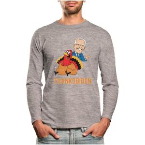 imageTstars Thanksgiving Turkey Funny Joe Biden Thanksbiden Long Sleeve TShirtGray