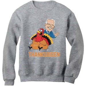 imageTstars Thanksgiving Turkey Funny Joe Biden Thanksbiden SweatshirtGray