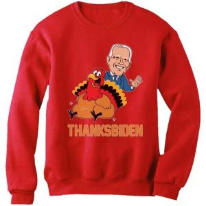 imageTstars Thanksgiving Turkey Funny Joe Biden Thanksbiden SweatshirtRed