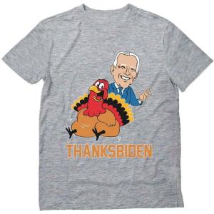imageTstars Thanksgiving Turkey Funny Joe Biden Thanksbiden TShirtGray