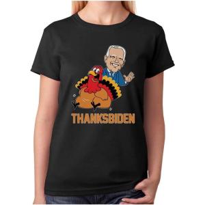 imageTstars Thanksgiving Turkey Funny Joe Biden Thanksbiden Women TShirtBlack