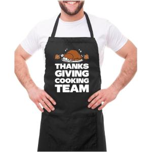 imageTstars Turkey Cooking Team Apron  Funny Thanksgiving Kitchen Apron with Pockets for Men ampamp Women Holiday ChefsTeam  Black