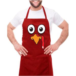 imageTstars Turkey Cooking Team Apron  Funny Thanksgiving Kitchen Apron with Pockets for Men ampamp Women Holiday ChefsTurkey  Red