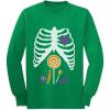 imageTstars Children Candy Ribcage XRay Skeleton Halloween Long Sleeve Kids TShirtGreen