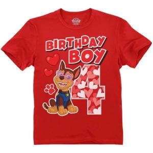 imageChase 4th Birthday Shirt for Boys  Toddler Paw Patrol Party Outfit  TShirt Gift for 4 Year OldValentine 4th  Red