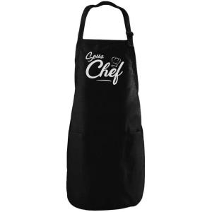 imageTstars Funny Sous Chef Apron for Cooking Lovers  Culinary Grilling Gift for Dad Mom Husband Wife BBQ Cooks One Size BlackBlack