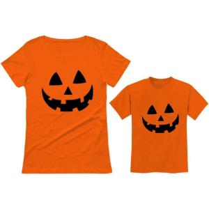 imageTstars Jack O Lantern Pumpkin Mom ampamp Toddler Matching Set Cute Halloween Costume ShirtsMom Orange  Toddler Orange