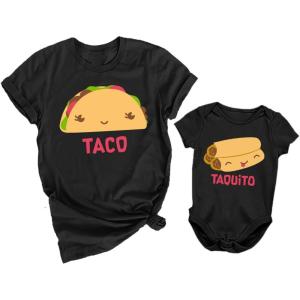 imageTstars Taco and Taquito Mommy and Me Outfits Funny Mom and Baby Gift Idea for First Mothers Day or Baby ShowerTaco Black  Taquito Black