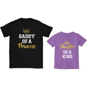 imageTstars Father and Daughter Matching Outfits Gifts for Dad Daddy and Me Shirts Set Daddy Black XXLargeDaughter Lavender 4T