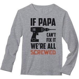 imageTstars If PAPA Cant Fix It Were All Screwed Gift for Grandfather Long Sleeve TShirtGray