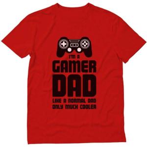 imageTstars Im a Gamer Dad TShirt Funny Gaming Shirt for Men Gift for Husband Dads or Video Game Lovers on Fathers DayBlack Print  Red