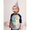 image2nd Birthday Baby Shark Shirt  34 Sleeve Baseball Tee Outfit for Toddler Boys and Girls Turning TwoBlue