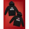 imageTstars Matching Couple Hoodies  His and Hers The Boss ampamp Real Boss Pullover Gift for Anniversary or Valentines DayMen Black  Women Black