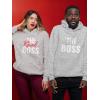 imageTstars Matching Couple Hoodies  His and Hers The Boss ampamp Real Boss Pullover Gift for Anniversary or Valentines DayMen Gray  Women Gray