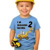 imageTstars Construction 2nd Birthday Outfit for Toddler Boys  Im Digging Being 2 Shirt  Bulldozer Digger Truck TeeCalifornia Blue