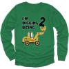 imageTstars Construction Party Digging Being 2 2nd Birthday Shirt Boy Kids Long Sleeve TShirtGreen