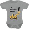 imageTstars Im Digging Being 1 Bodysuit  Cute Construction 1st Birthday Outfit and Fun Gift for Baby BoysGray