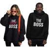 imageTstars Matching Couple Hoodies  His and Hers The Boss ampamp Real Boss Pullover Gift for Anniversary or Valentines DayMen Black  Women Black