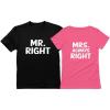 imageTstars Mr Right Mrs Always Right Husband ampamp Wife Funny Matching Couple TShirt SetMr Black  Mrs Pink