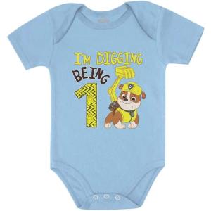 imagePaw Patrol Rubble Baby Boy Outfit Gift  Im Digging Being 1 Bodysuit for 1st Birthday PartyAqua